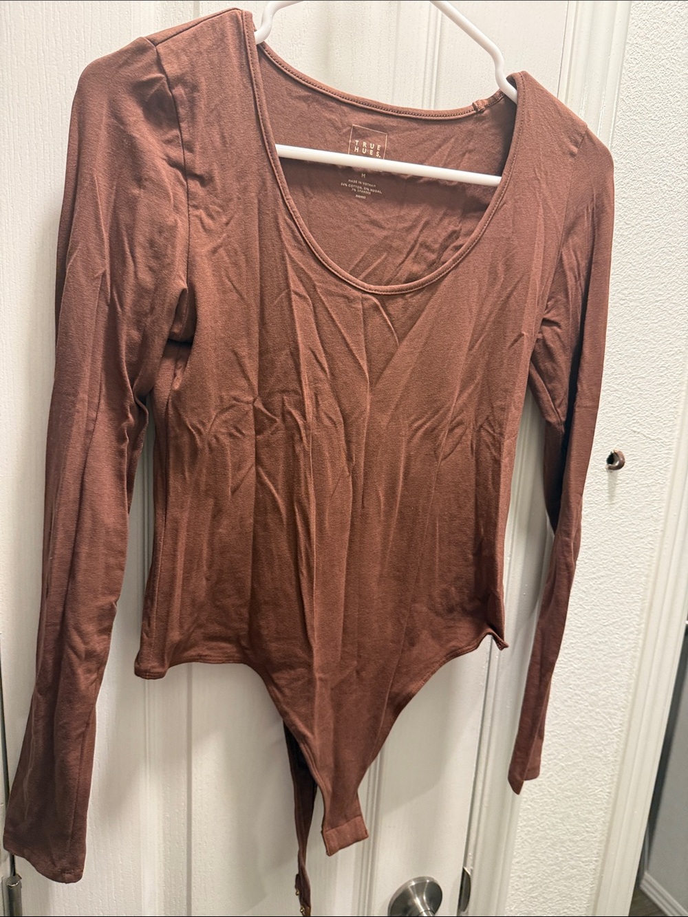 Long Sleeve Scoop Neck Brown Bodysuit - banana republic